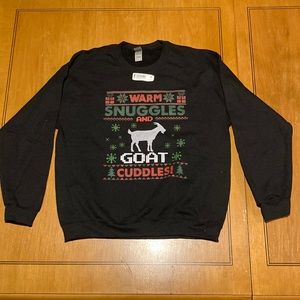 Christmas Ugly Goat Sweatshirt. Size L. NWT